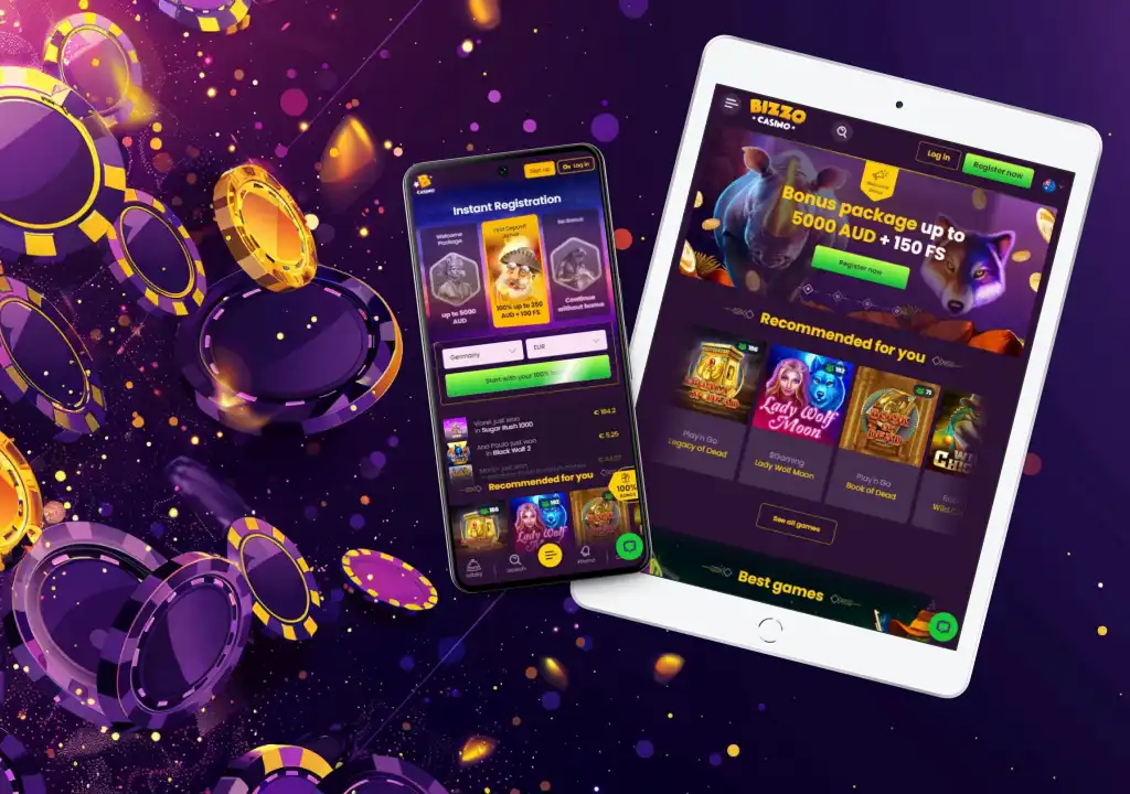 Bizzo Casino dashboard on desktop and mobile